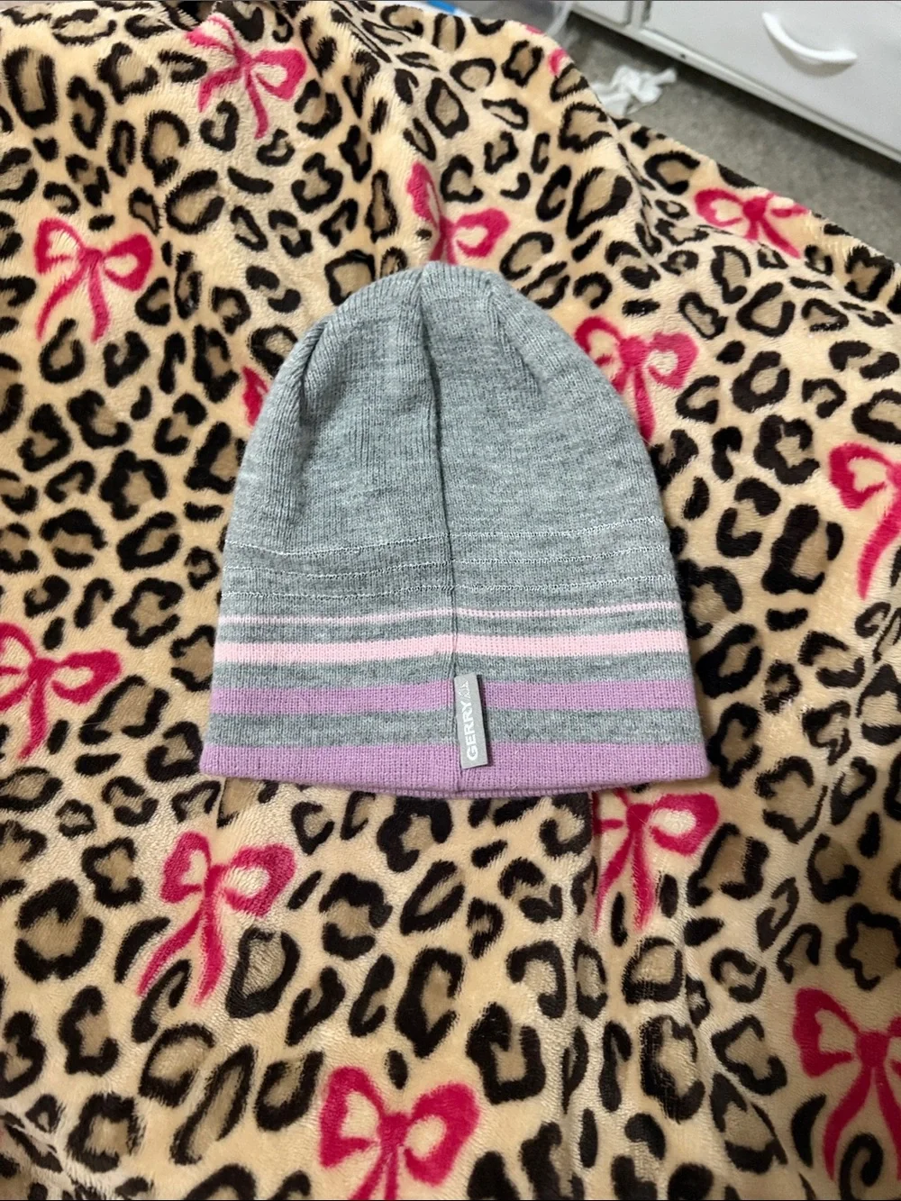 ZeroXposur Kids Gray Beanie with Purple & Pink Stripes